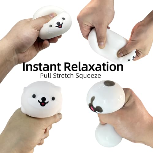 AiSiXin Squishy Shiba Inu Stress Balls for Adults and Kids (White) Dough Ball Squishy Toys, Dog Squeeze Ball Stress Relief Sensory Toys for Easter Basket Stuffers - Image 4