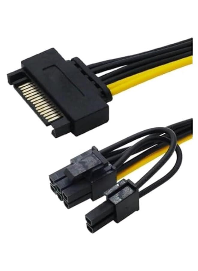 موكسو كل تزويد الطاقة SATA موصل ذكر 15 دوس إلى طاقة الرسومات الصرية PCIe 8 دوس 62 محول تمديد موصل 20 سم. - Image 3