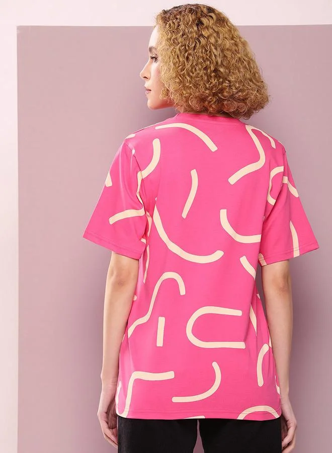 ديلينجر Oversized Graphic Print Combed Cotton T-Shirt by Styli