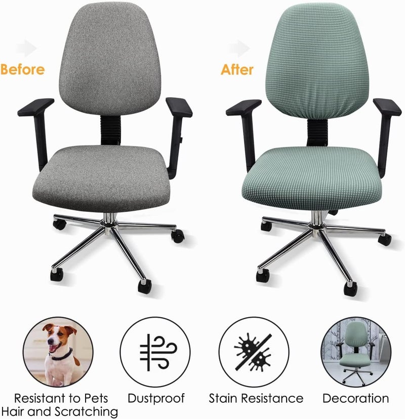 Office Chair Cover, 1Pair Stretch Jacquard Office Computer Chair Seat Covers, Removable Washable Anti-dust Desk Chair Seat Cushion Protectors for Office Computer Chairs (Not Chair Include) (Cyan) - Image 5