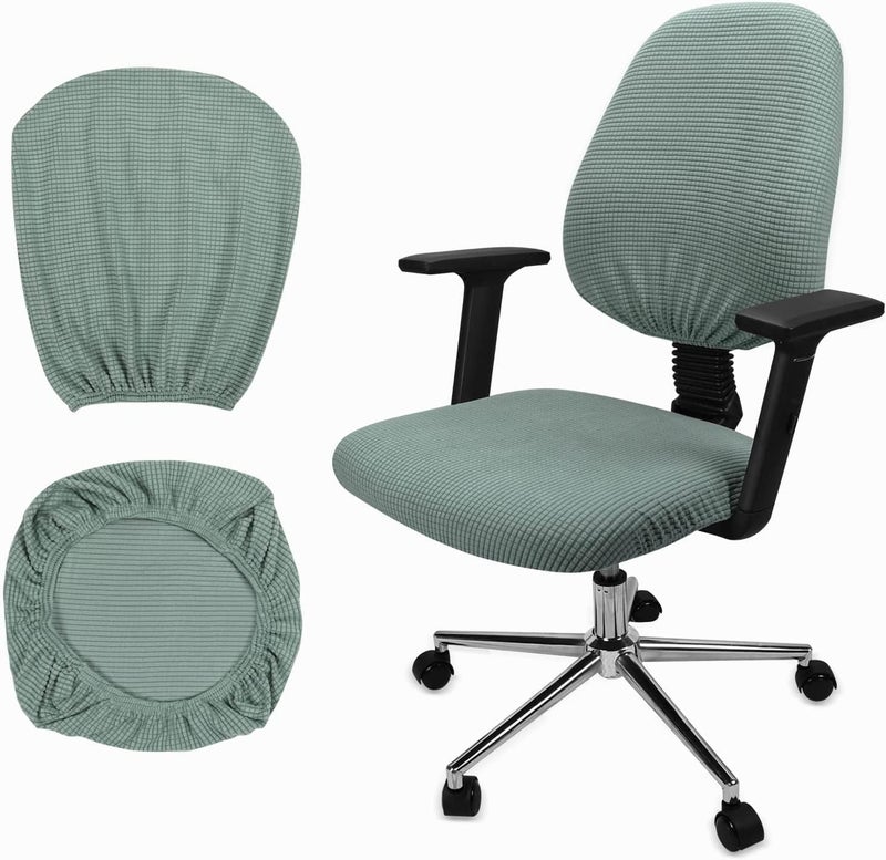 Office Chair Cover, 1Pair Stretch Jacquard Office Computer Chair Seat Covers, Removable Washable Anti-dust Desk Chair Seat Cushion Protectors for Office Computer Chairs (Not Chair Include) (Cyan) - Image 1