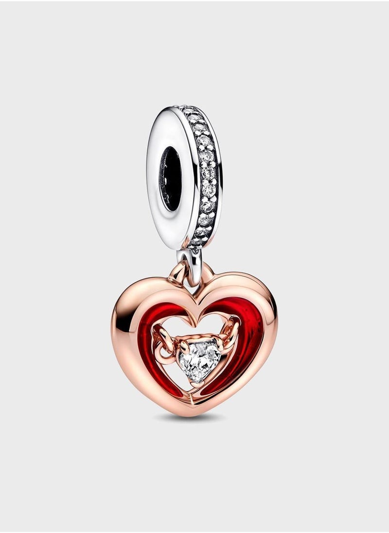 PANDORA Two-Tone Radiant Heart Dangle Charm  - Image 1