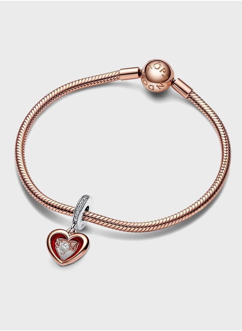 PANDORA Two-Tone Radiant Heart Dangle Charm  - Image 3
