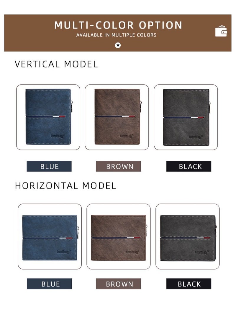 Baellery Mens Wallet RFID Blocking Bifold Casual Wallet with Zipper Coin Pocket, Large Capacity Zip Casual Men Purse - Image 4