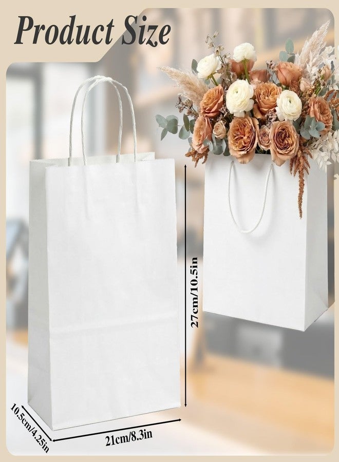 DEWJDFSC 25Pcs White Paper Gift Bags with Handles Bulk Medium 8.3x4.3x10.5 Inch White Kraft Paper Bags for Gifts, Festival, Shopping, Retail, Party - Image 2