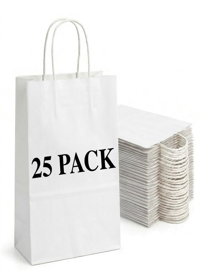 DEWJDFSC 25Pcs White Paper Gift Bags with Handles Bulk Medium 8.3x4.3x10.5 Inch White Kraft Paper Bags for Gifts, Festival, Shopping, Retail, Party - Image 1