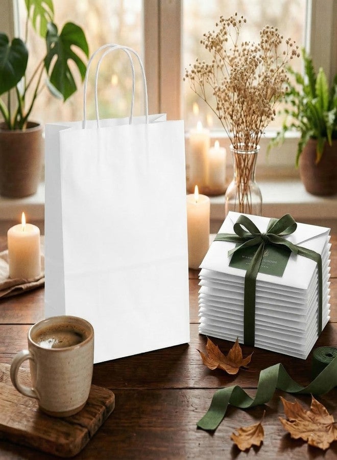 DEWJDFSC 25Pcs White Paper Gift Bags with Handles Bulk Medium 8.3x4.3x10.5 Inch White Kraft Paper Bags for Gifts, Festival, Shopping, Retail, Party - Image 4