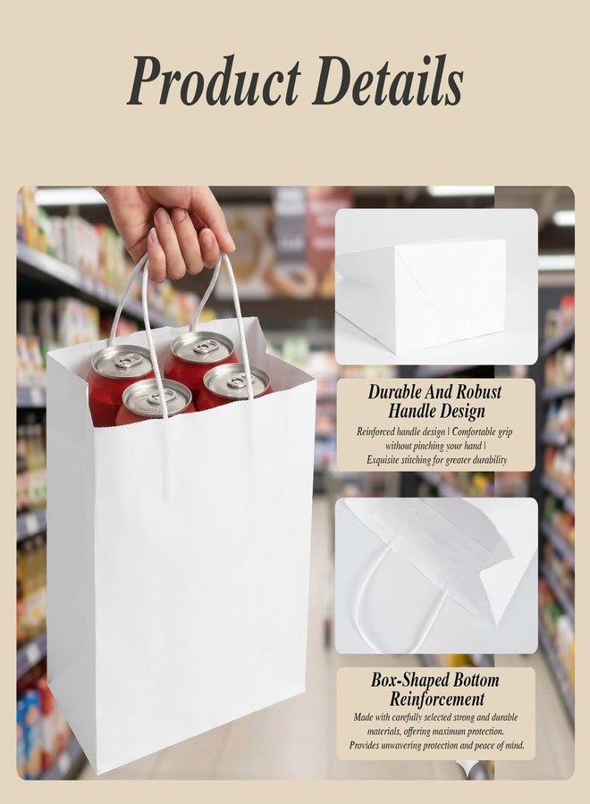 DEWJDFSC 25Pcs White Paper Gift Bags with Handles Bulk Medium 8.3x4.3x10.5 Inch White Kraft Paper Bags for Gifts, Festival, Shopping, Retail, Party - Image 3