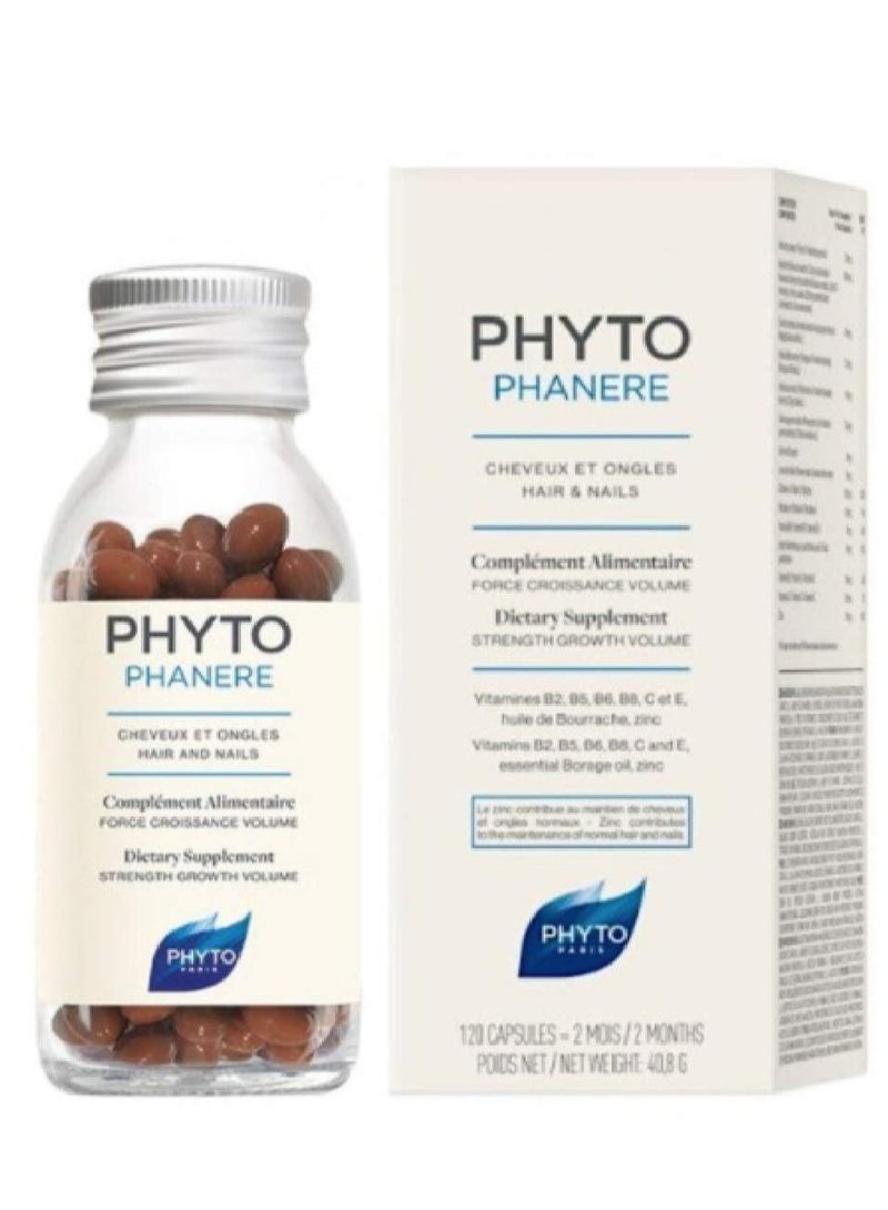 Phyto Phytophanere 100% Natural Hair Loss Thinning Dietary Supplement, 2-Month Supply - 120 Count - Image 1
