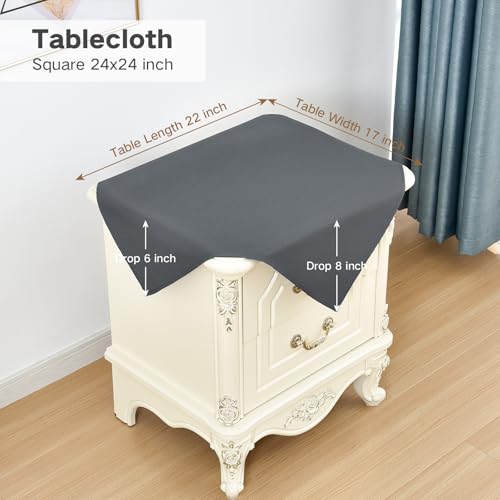 Nacuci Small Square Tablecloth 24x24 Inch Washable Polyester Side Table Cloth Solid Grey Heavy Duty End Table Cover for Dining Home Party - Image 2
