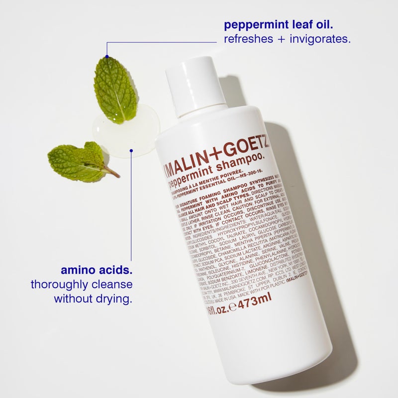 (MALIN+GOETZ) Malin + Goetz Peppermint Shampoo, 16 Fl. Oz. - Men & Women Clarifying Shampoo, Natural Hair Shampoo to Cleanse & Hydrate, Scalp Shampoo Treatment for All Hair Types, Vegan & Cruelty-Free - Image 2