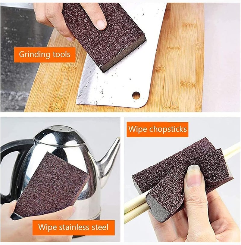 klarako Nano Carborundum Sponge, Nano Emery Sponges,Magic Stainless Steel Cleaner, Emery Sponge Brush for Pots and Pans, Magic Clean Rub Pot Rust Focal Stains Sponge Removing Tool (3PCS) - Image 4
