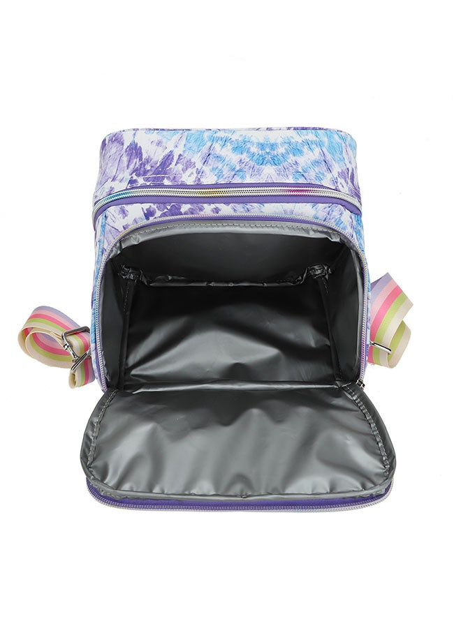 CUBS Lavender Print Waterproof double decker lunch bag with removable shoulder strap carrying your favorite meals to school, work or while traveling - Image 4