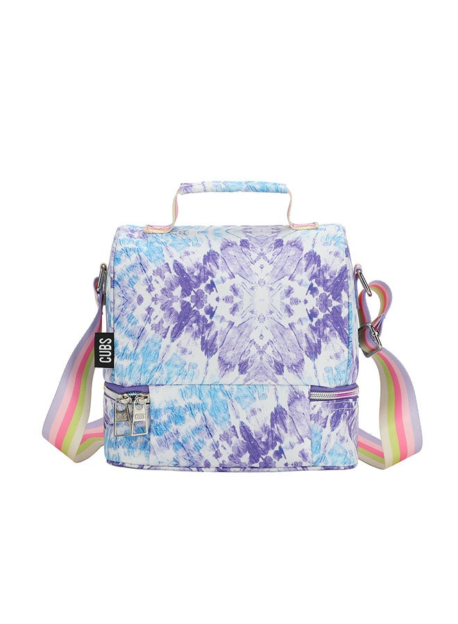 CUBS Lavender Print Waterproof double decker lunch bag with removable shoulder strap carrying your favorite meals to school, work or while traveling - Image 3