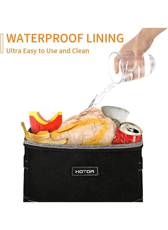 HOTOR 3 Gallons Car Trash Can Ultra Large Capacity Organizer and Storage with Adjustable Straps Magnetic Snaps Waterproof Car Accessory for Interior Car Stuff Storage Black - Image 4