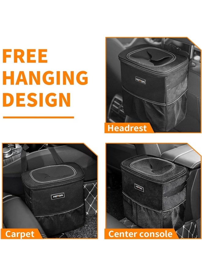 HOTOR 3 Gallons Car Trash Can Ultra Large Capacity Organizer and Storage with Adjustable Straps Magnetic Snaps Waterproof Car Accessory for Interior Car Stuff Storage Black - Image 5