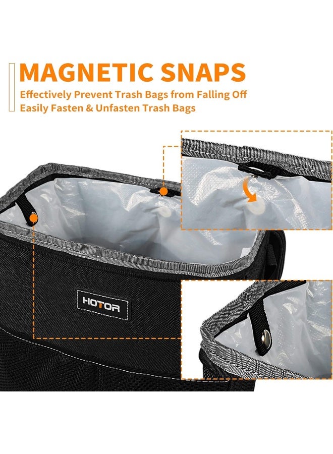 HOTOR 3 Gallons Car Trash Can Ultra Large Capacity Organizer and Storage with Adjustable Straps Magnetic Snaps Waterproof Car Accessory for Interior Car Stuff Storage Black - Image 3