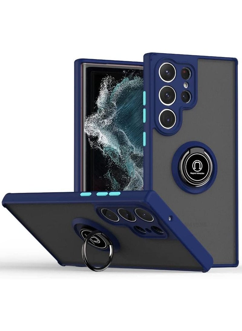 Samsung Galaxy S23 Ultra Case, Protective Back Cover Metal Ring Case for Samsung S23 Ultra Blue - Image 1