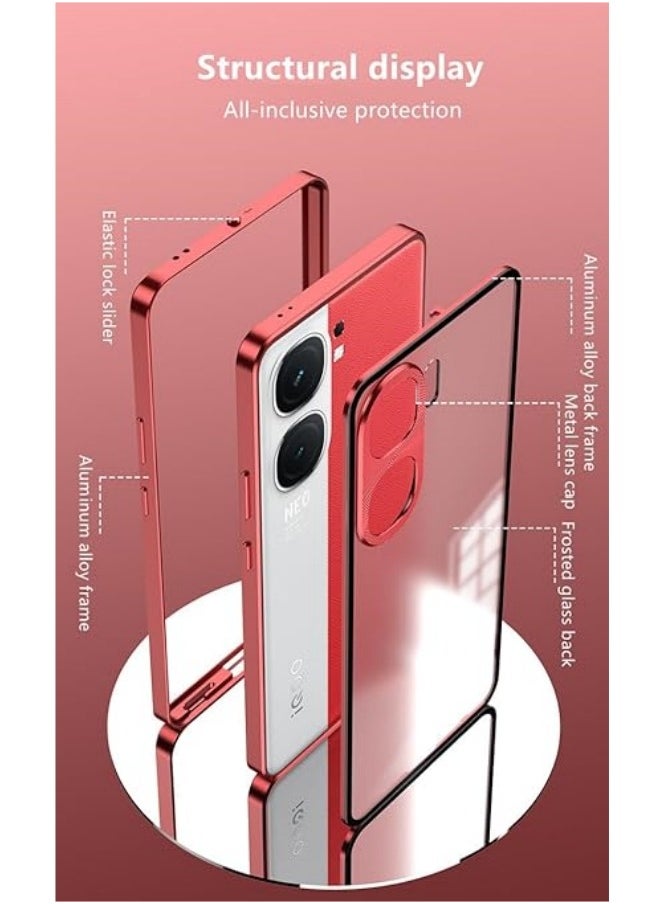General - Case Compatible with IQOO NEO 9/9 Pro, Magnetic Metal Frame+Matte Translucent Tempered Glass Back, Non Slip Shockproof Case with Camera Protector - Image 1