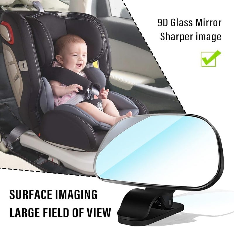 BIGTHREE Car Mirror for Baby, HD 360°Clip Fixing Baby Car Mirror for Windshield, Dashboard, Essential Car Interior Accessories Babys Mirror for Car Seat Rear Facing(Retaining Clip) - Image 4