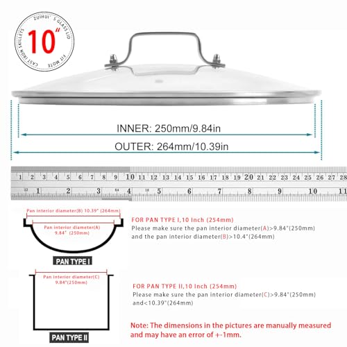ZUIHUI 10 Inch Glass Lid for Lodge Cast Iron Skillet 10 OXO Obsidian Frying Pan Calphalon stainless pans and Other 101025 Inch Kitchenware - Image 3