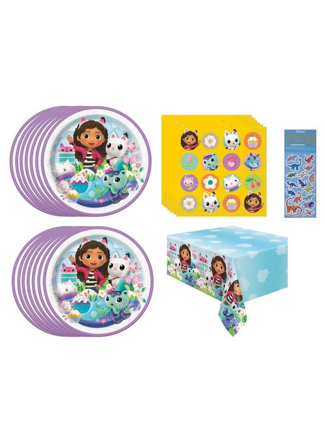 Unique حزمة مستلزمات حفلة عيد ميلاد دمى جابي تتضمن 16 طبق غداء 16 مناديل 1 غطاء طاولة (حزمة لـ 16) - Image 2