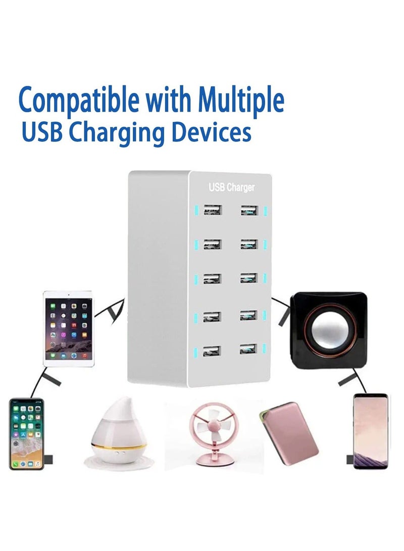 Y&D 10 Port 50W USB Charging Station, Charger Hub with Rapid Safety Auto Detect, Family Device Organizer, Smart Ports for iPhones, iPads, Samsung, Google, Tablet  - Image 5