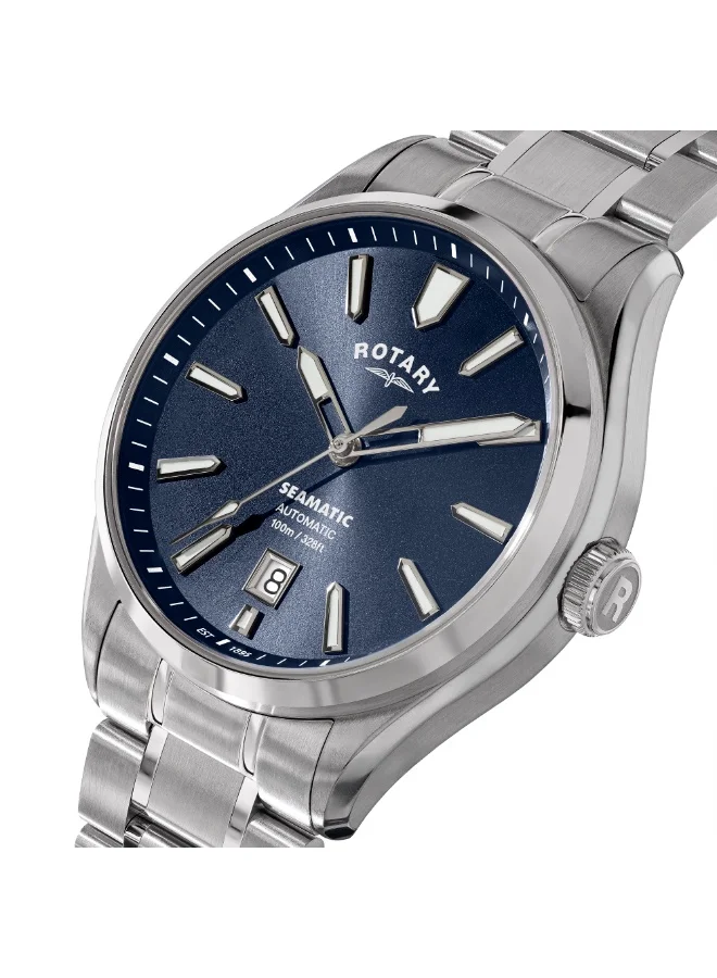 ROTARY Rotary Men's Seamatic 100M Water Resistance Blue Dial Stainless Steel Bracelet Watch - RGB10033/05
