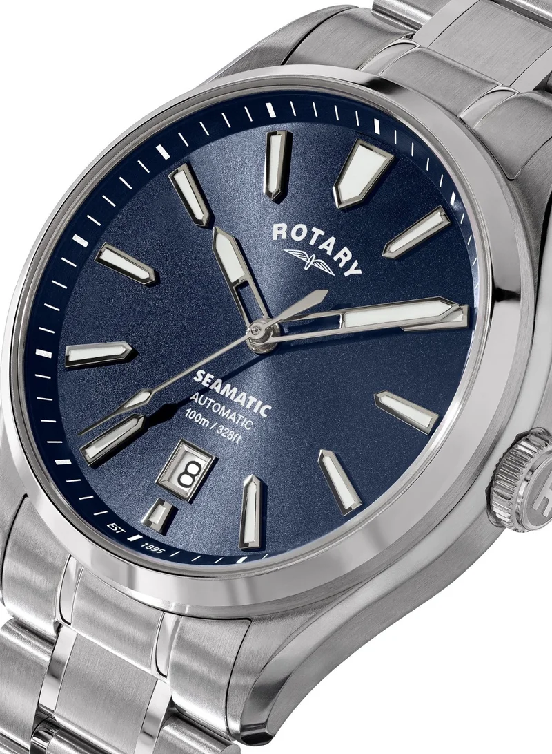 Rotary Men's Seamatic 100 Automatic Watch, 40 mm, Blue Dial, Stainless Steel Bracelet