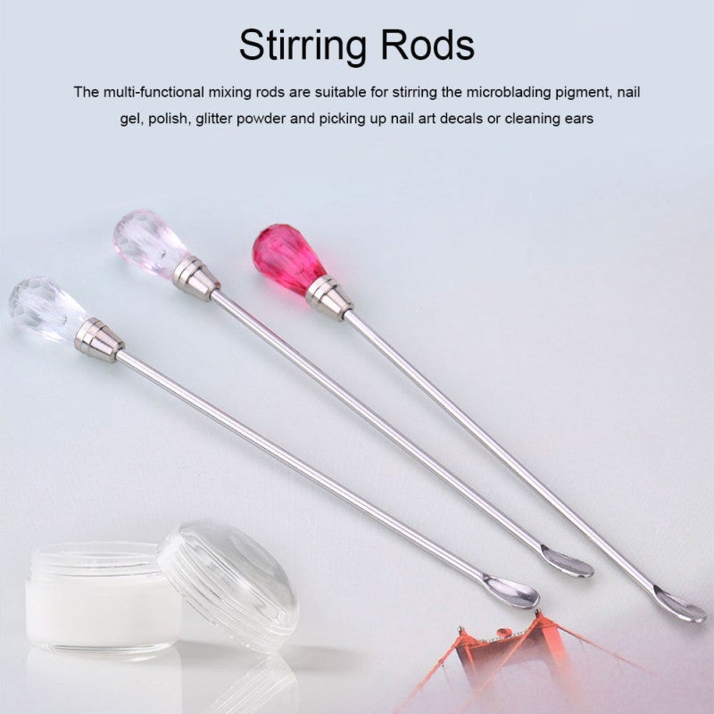 Stirring Rod: 2-In-1 Stainless Steel & Acrylic Tip - Multifunctional Stirring Spoon for Microblading Pigment Tattoo Ink Nail Gel Powder Ear Cleaning Professional Home Use - Image 4