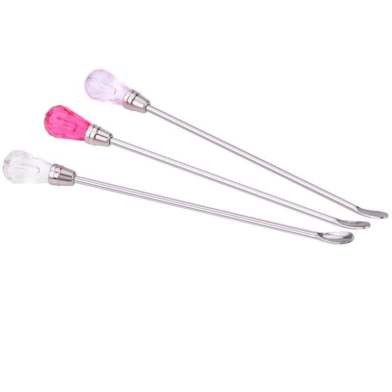 Stirring Rod: 2-In-1 Stainless Steel & Acrylic Tip - Multifunctional Stirring Spoon for Microblading Pigment Tattoo Ink Nail Gel Powder Ear Cleaning Professional Home Use - Image 1