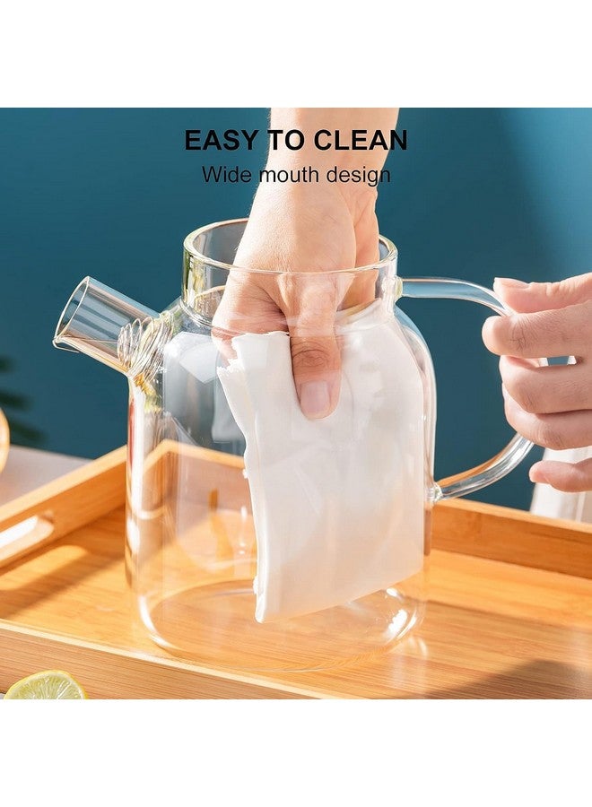 NVRA NVRA Premium 1800ML Glass Water Jug with Stainless Steel Lid & Handle | 1.80L Transparent Beverage Carafe for Home Office Etc | Pitcher for Serve Water Juice Borosilicate Jug (1.8 Lieter Wooden Lid)  - Image 4