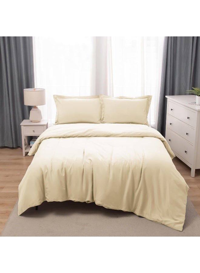 PanaX Bedding Duvet Cover King Size Set- 1Pieces Duvet Cover 260X220Cm / 2Pieces-Pillow Shams 50X90Cm (Beige, King) - Image 1