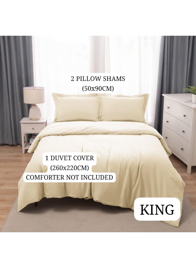 PanaX Bedding Duvet Cover King Size Set- 1Pieces Duvet Cover 260X220Cm / 2Pieces-Pillow Shams 50X90Cm (Beige, King) - Image 3