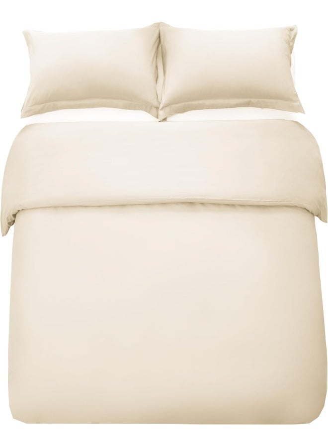 PanaX Bedding Duvet Cover King Size Set- 1Pieces Duvet Cover 260X220Cm / 2Pieces-Pillow Shams 50X90Cm (Beige, King) - Image 2