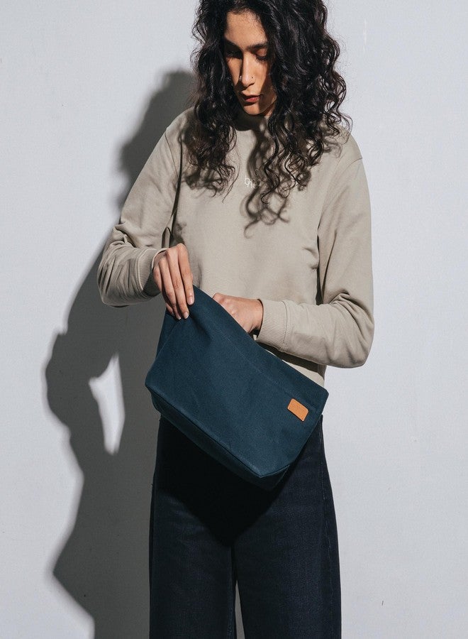 DailyObjects Large Clutch Taxi Canvas Pouch and Storage Organizer - Lightweight, Spacious, Durable and Multi-Purpose for Women and Men, Holds Accessories and Gadget like Toiletry - Blue - Image 2