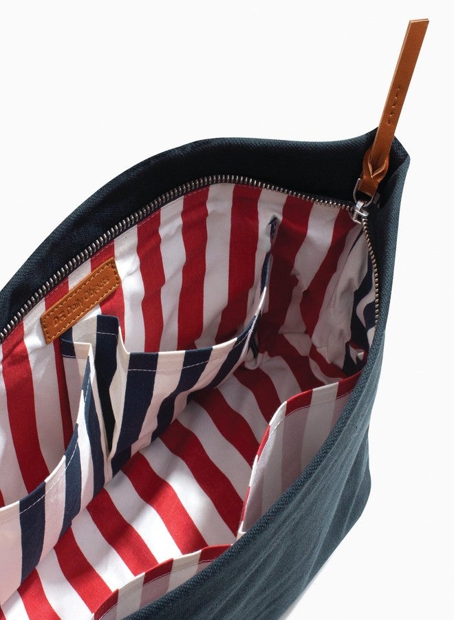 DailyObjects Large Clutch Taxi Canvas Pouch and Storage Organizer - Lightweight, Spacious, Durable and Multi-Purpose for Women and Men, Holds Accessories and Gadget like Toiletry - Blue - Image 3