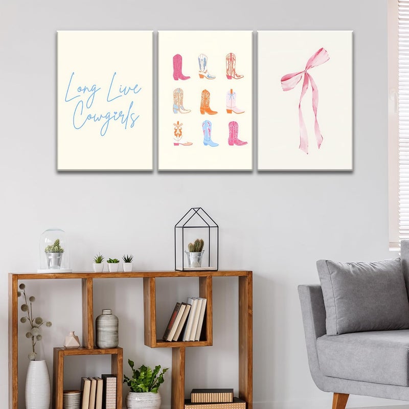 Djmwtb Cowgirl Bow Wall Art Set of 3 (Cowgirl Bow, 16"x24" Canvas) - Image 3