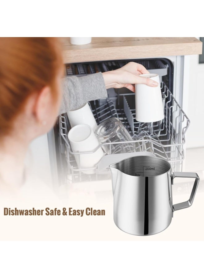 Arabest Milk Frothing Pitcher, 6.8oz/200ml Stainless Steel Milk Frother Cup, Small Steaming Pitcher for Espresso Machine, Latte Art Pour Cup - Image 5