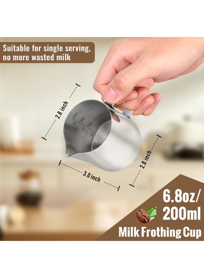 Arabest Milk Frothing Pitcher, 6.8oz/200ml Stainless Steel Milk Frother Cup, Small Steaming Pitcher for Espresso Machine, Latte Art Pour Cup - Image 3
