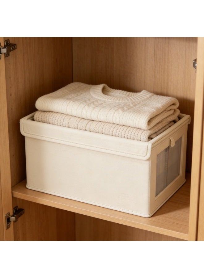 Wardrobe clothing storage box, foldable Oxford cloth storage box, wardrobe storage box with transparent window and handle, used for storing washable clothes, jeans, toys, and books. - Image 3