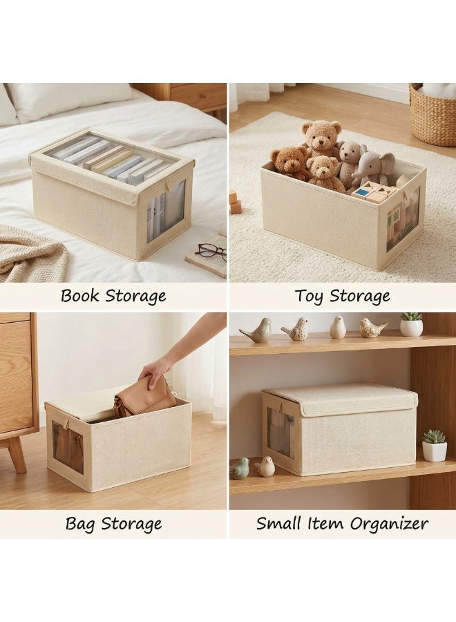 Wardrobe clothing storage box, foldable Oxford cloth storage box, wardrobe storage box with transparent window and handle, used for storing washable clothes, jeans, toys, and books. - Image 5