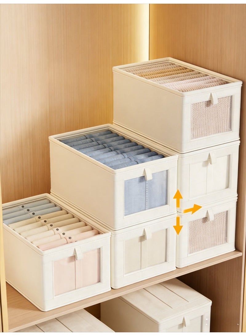 Wardrobe clothing storage box, foldable Oxford cloth storage box, wardrobe storage box with transparent window and handle, used for storing washable clothes, jeans, toys, and books. - Image 1