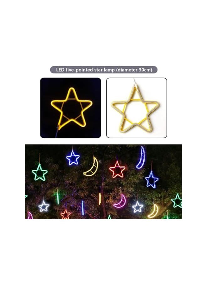 The Bros LED Star and Moon String Lights, Hanging Decorative Lights, Little Star Party Decoration, Outdoor Street Holiday Decoration Lights, Hanging Tree Lights, 30CM (style 1)  - Image 5