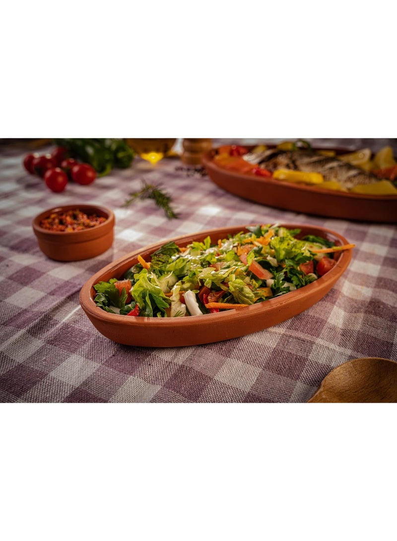 luksYol LuksYol Handmade Oval Clay Bowls for Cooking & Serving – Turkish Natural Unglazed Clay – Oven, Microwave & Dishwasher Safe – Ideal for Main Dishes, Fish, Pasta, Meat – Available in Brown, Natural, Blue, Green – Sizes: L23×13×3cm, 26×14×3cm, 23×13×3cm, 29×18×4cm, 25×11.5×3cm – Perfect for Healthy & Eco-Friendly Cooking – Sustainable Tableware Upgrade – Artisan Turkish Craftsmanship – Durable, Colorful, Chip-Resistant, Food-Safe, Gift-Ready, LuksYol Premium Collection  - Image 4