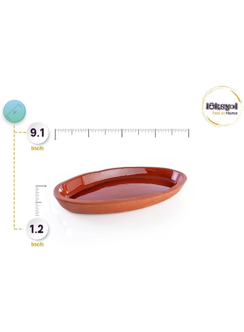 luksYol LuksYol Handmade Oval Clay Bowls for Cooking & Serving – Turkish Natural Unglazed Clay – Oven, Microwave & Dishwasher Safe – Ideal for Main Dishes, Fish, Pasta, Meat – Available in Brown, Natural, Blue, Green – Sizes: L23×13×3cm, 26×14×3cm, 23×13×3cm, 29×18×4cm, 25×11.5×3cm – Perfect for Healthy & Eco-Friendly Cooking – Sustainable Tableware Upgrade – Artisan Turkish Craftsmanship – Durable, Colorful, Chip-Resistant, Food-Safe, Gift-Ready, LuksYol Premium Collection  - Image 3