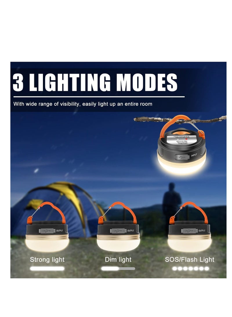 SYOSI LED Camping Lantern Rechargeable  Portable Tent Light 300LM3 Light Modes 1800mAh Power Bank with Magnet Base Electric Lantern Flashlight for Camping Hiking Fishing Hurricane Emergency 2 Pack - Image 2