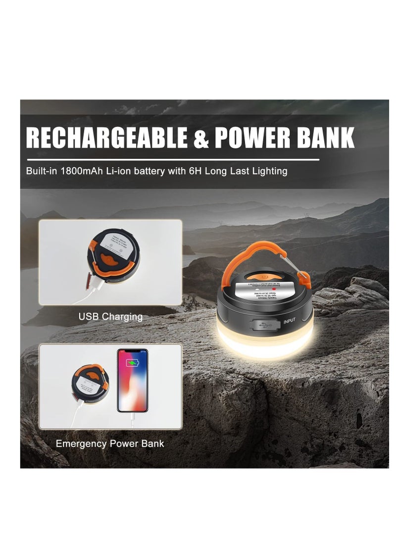 SYOSI LED Camping Lantern Rechargeable  Portable Tent Light 300LM3 Light Modes 1800mAh Power Bank with Magnet Base Electric Lantern Flashlight for Camping Hiking Fishing Hurricane Emergency 2 Pack - Image 3