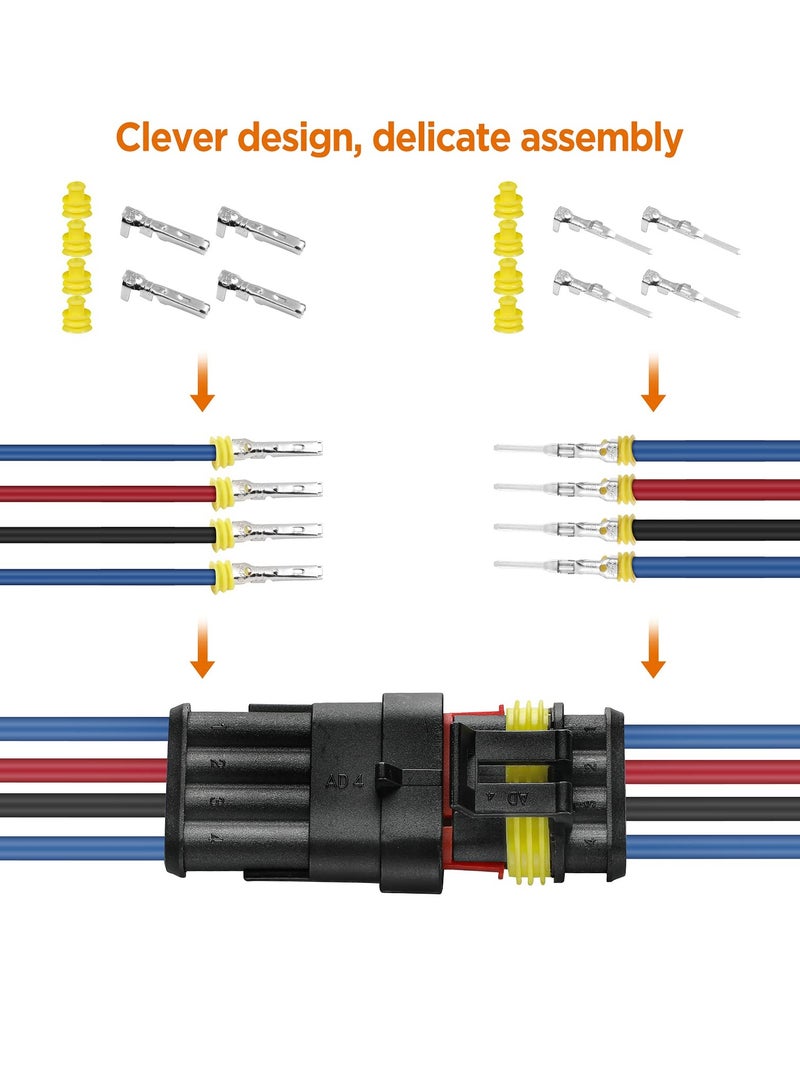 SOLARAE Waterproof Automotive Electrical Connector Terminal 352 Pieces Set Boxed Xenon Lamp Harness Connector Plug Kit for Electrical Connector 1/2/3/4 Pin Connector - Image 2