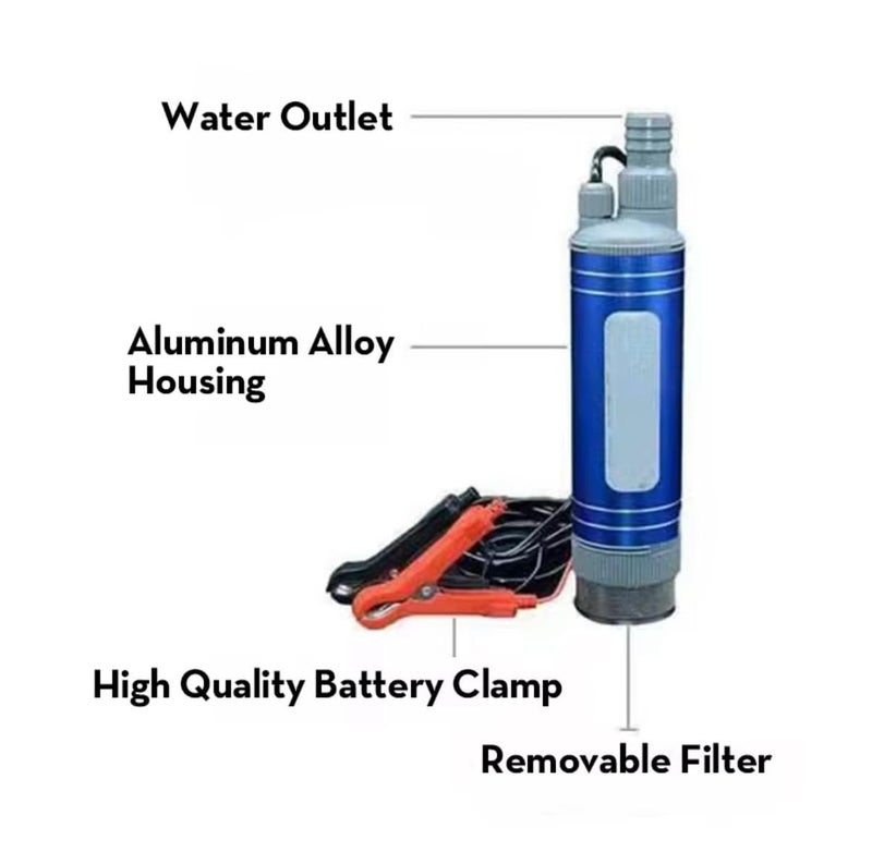 FLOJOY 12V 100w 38mm Multifunctional Submersible Diesel Oil Water Transfer Portable Pump with Filter for Refiling Cans, Automotive, Farm & Marine Use Lift 3-4Mtr, Flow 20-25 L/min & 3 Outlet Nozzle - Image 5